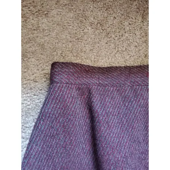 Cymbal Japan Vintage Wool Maroon/Purple 2-pc Skirt and Jacket Set, Size Small